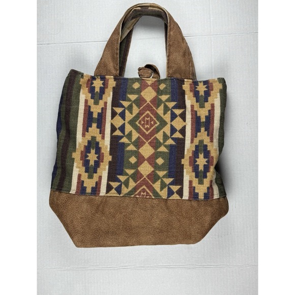 Tribal Boho Canvas Woven Southwestern Large Shoulder Tote Bag Purse - Picture 2 of 12